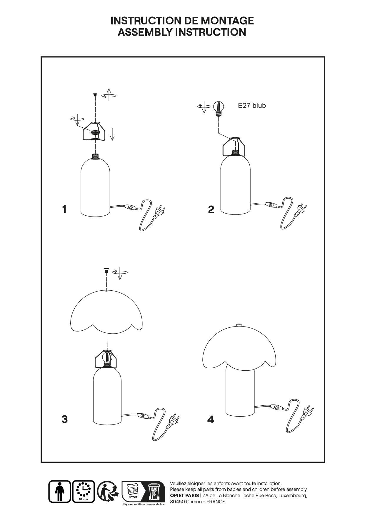 Lampe Bella beige D20 H23,5cm