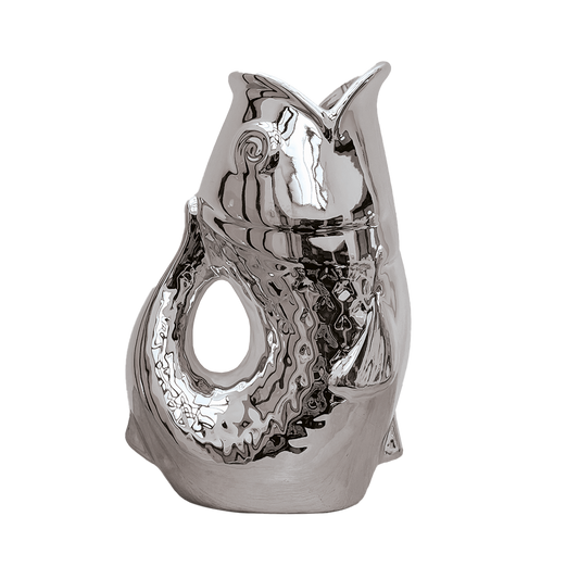 Vase ceramic Poisson gm argenté