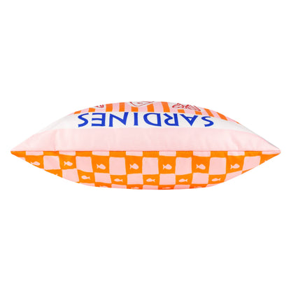 Housse de coussin d'extérieur Sardines Méditerranéennes Rose/Orange 45 x 45 cm