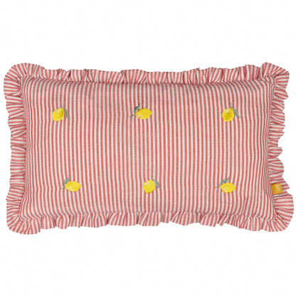 Housse de coussin Les Fruites à volants brodés de citrons 30 x 50 cm