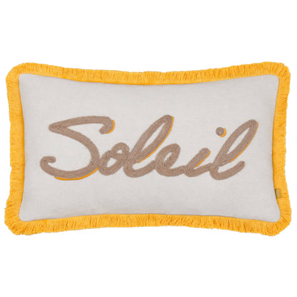 Housse de coussin brodé Soleil jaune 30 x 50 cm